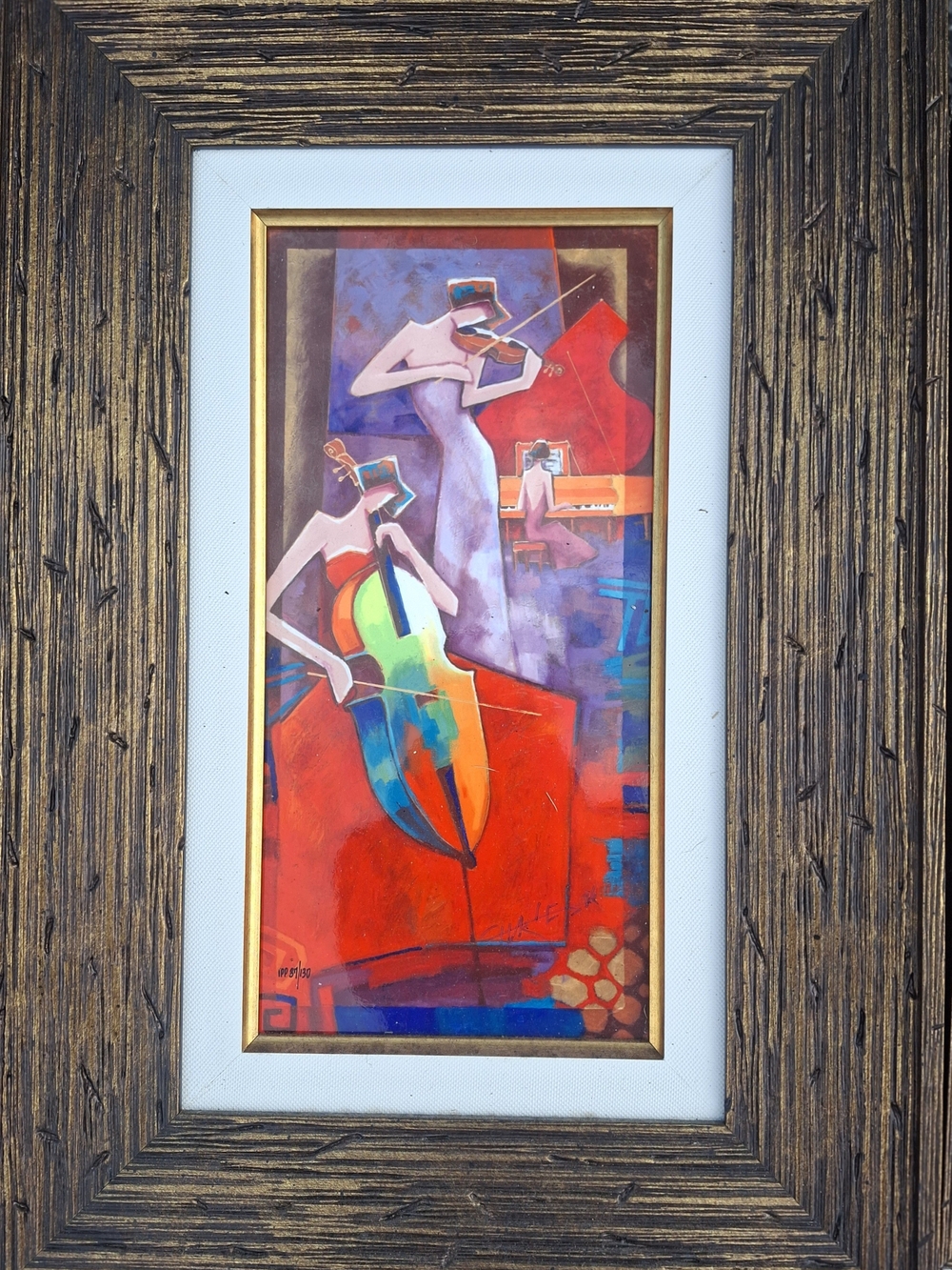 Abstract Musicians Framed Art Print in Red, Blue, Purple